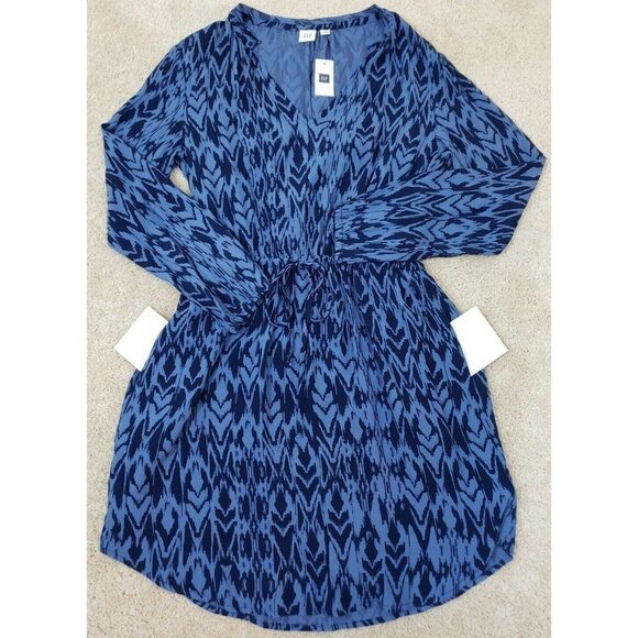 GAP ~Woman Size XS~ Purple/Blue Long Sleeve Fit & Flare Mini Dress NWT $69.95 - Picture 2 of 12